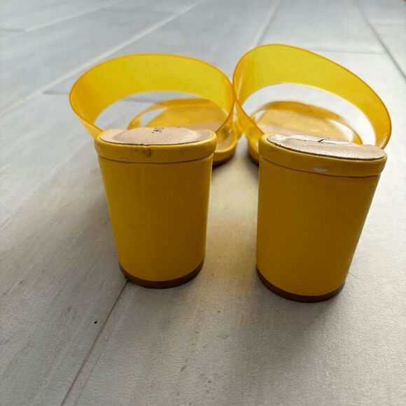 Chinese Laundry Women's Heeled Sandal Yellow Vinyl Straps Open Toe Chunky Heel - Picture 3 of 7